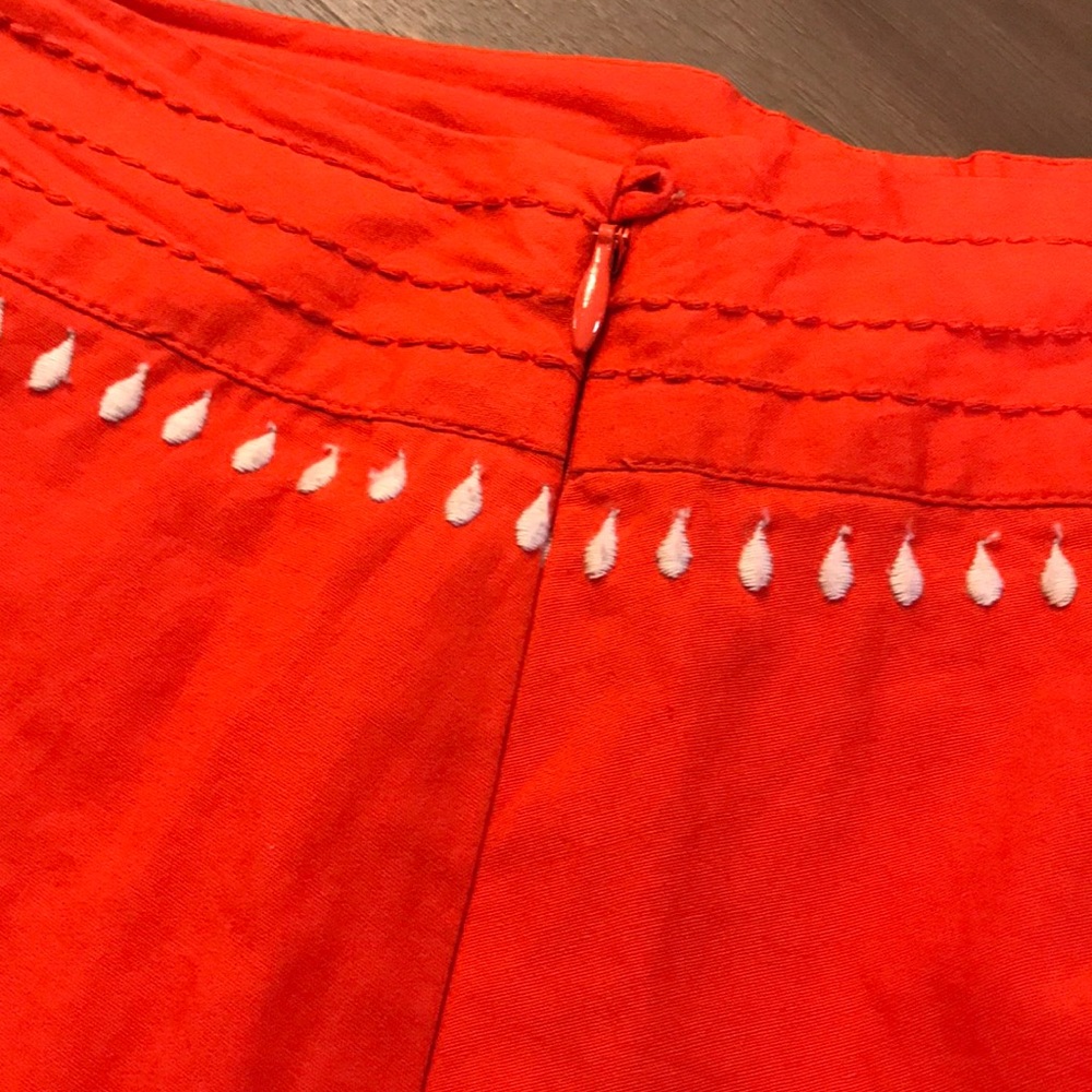 Anthropologie Red A-Line Skirt with Cream Embroidery - Picture 6 of 7
